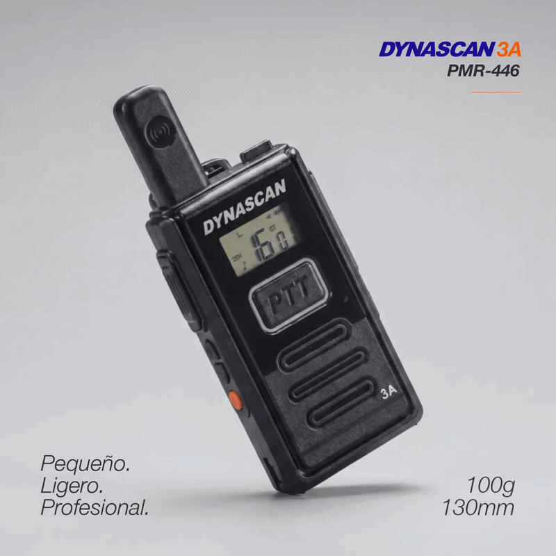 Dynascan3A_ES Dynascan 3A - Mini walkie-talkie profesional, ligero, pequeño